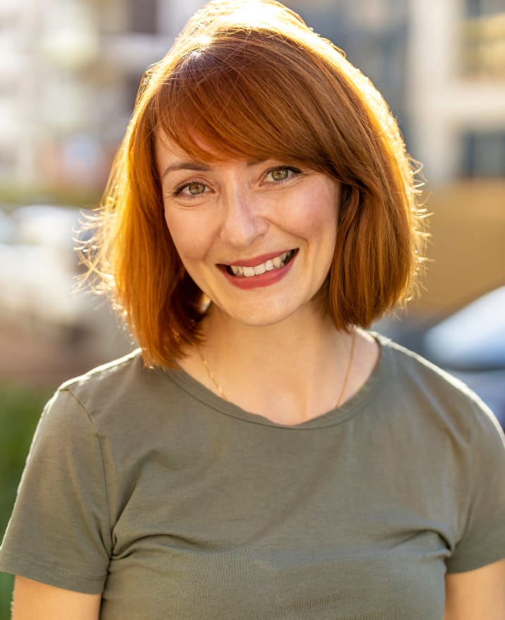 Close up of man smiling.